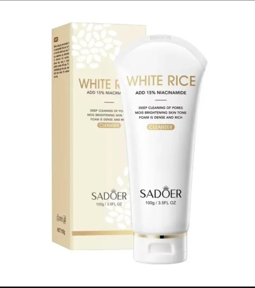فوم شستشوی صورت سفیدکننده برنج و نیکوتینامید سادور مدل White Rice Cleanser