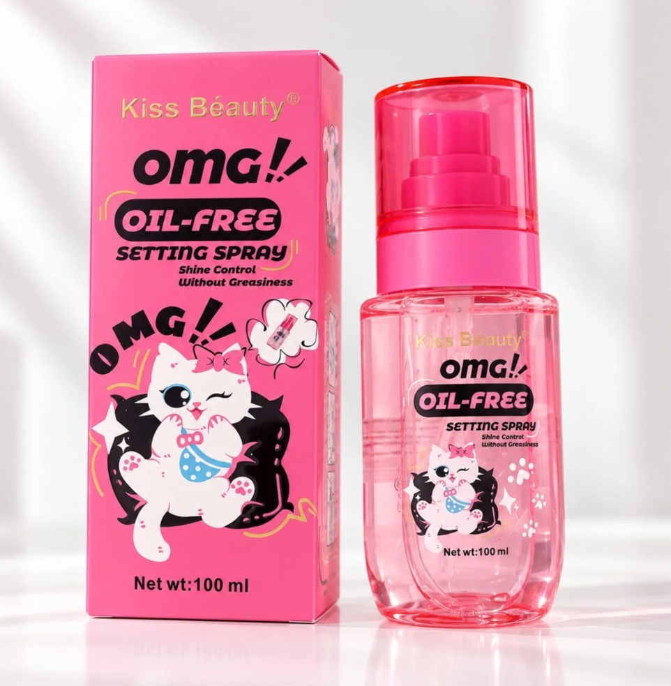 اسپری فیکس بدون چربی Kiss Beauty مدل OMG! با طرح گربه